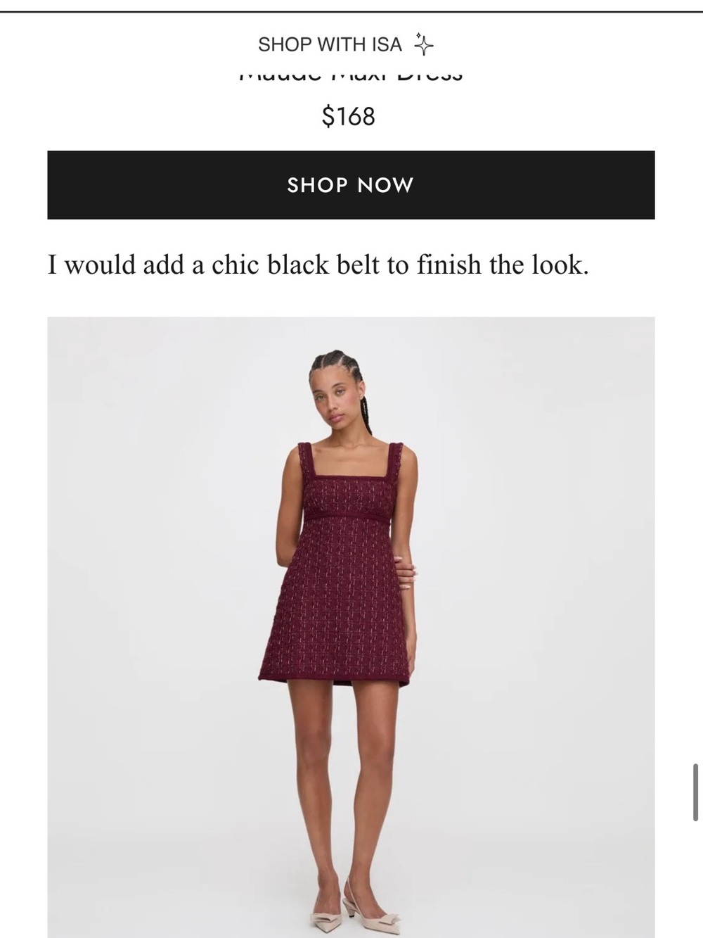 Hill House Burgundy Tweed Mini Dress